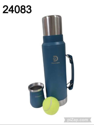 Imagen de TERMO DE ACERO TERMICO 1300ML+ MATE DISCOVERY AZUL 10.25